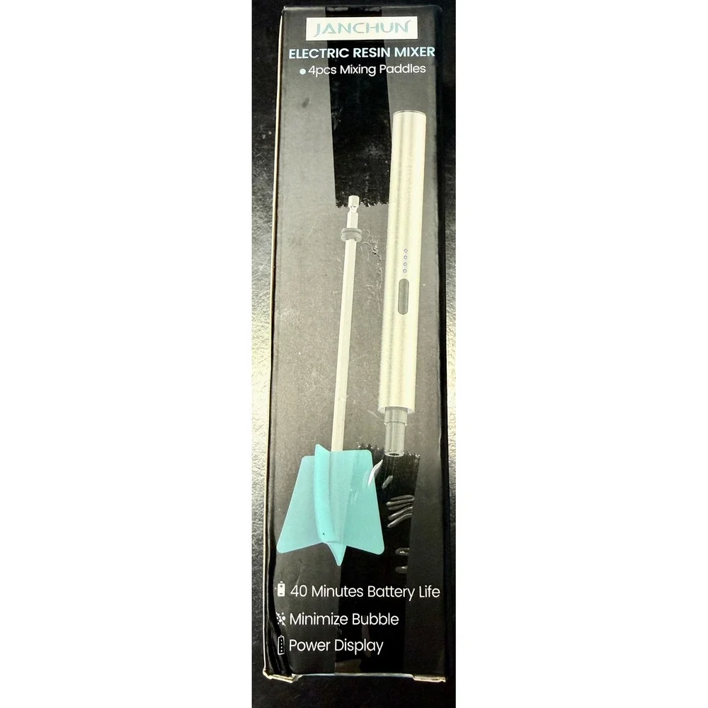 JANCHUN Electric Resin Mixer Teal NEW Rechargeable 4 Mixing Paddles USB Cord
